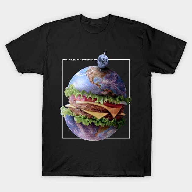 Planet earth hamburger food T-Shirt by madeinchorley